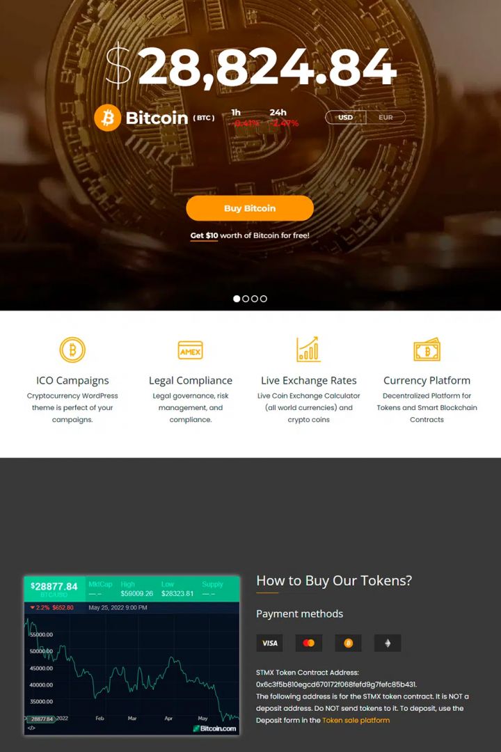 WordPress шаблон Visualmodo Cryptocurrency