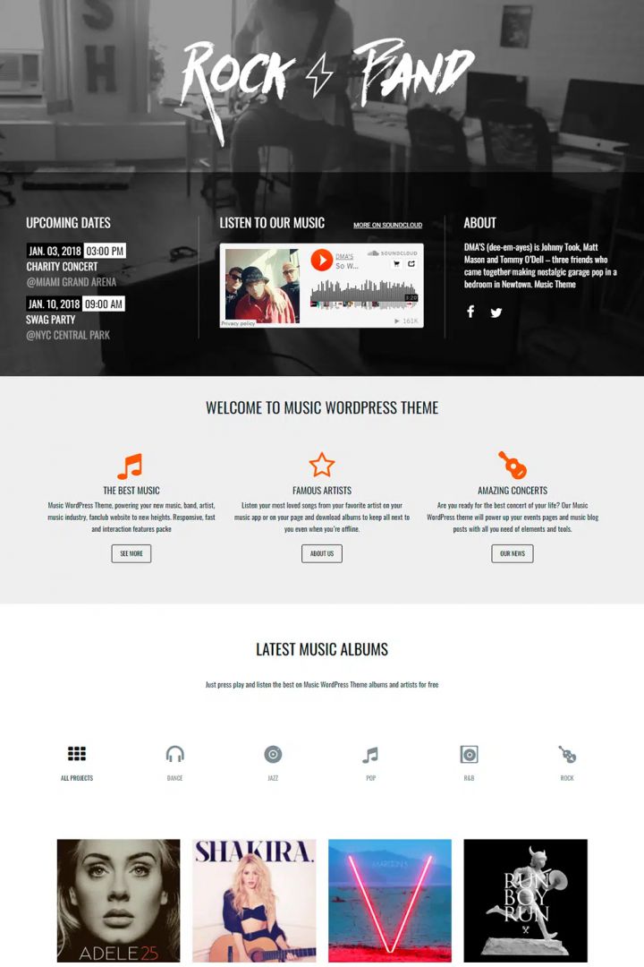 WordPress шаблон Visualmodo Music