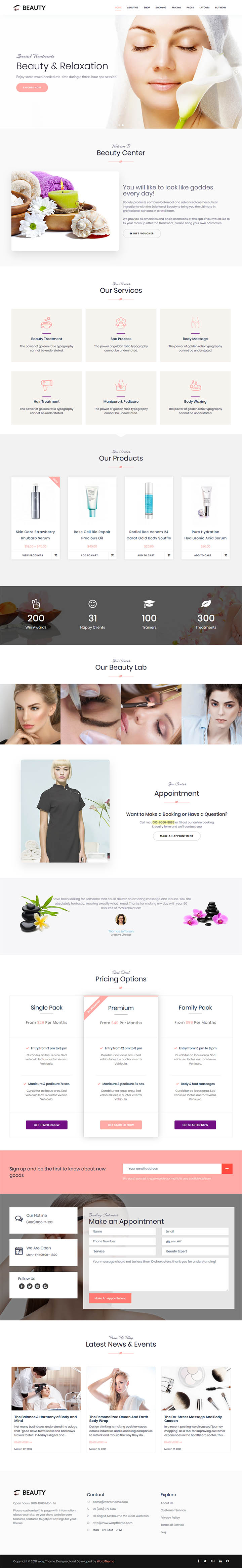WordPress шаблон WarpTheme Beauty Pro
