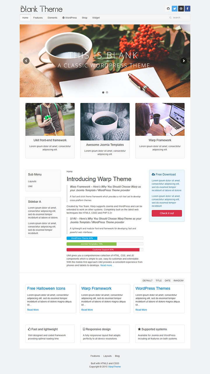 WordPress шаблон WarpTheme Blank Pro