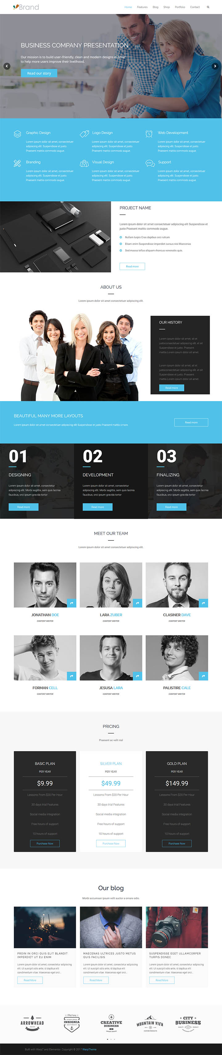 WordPress шаблон WarpTheme Brand Pro