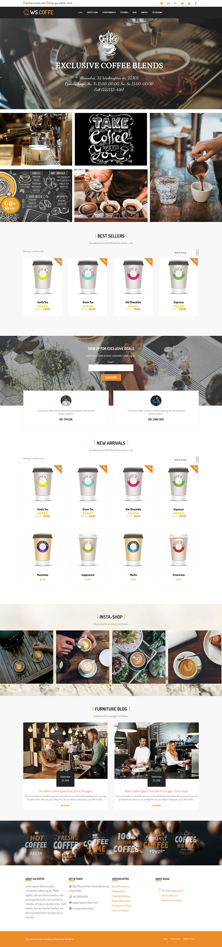 WordPress шаблон WooSkins Coffee