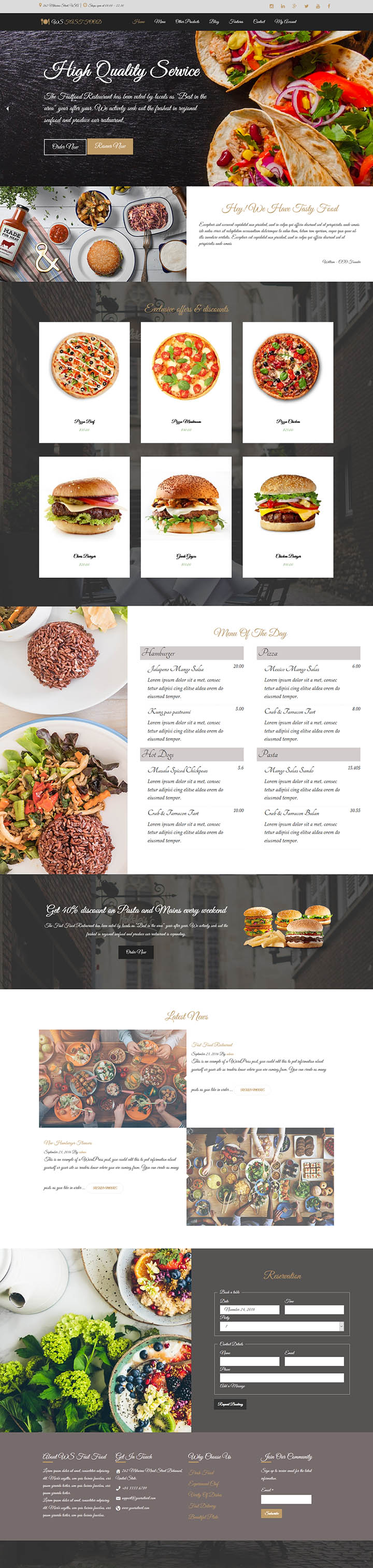 WordPress шаблон WooSkins Fast Food