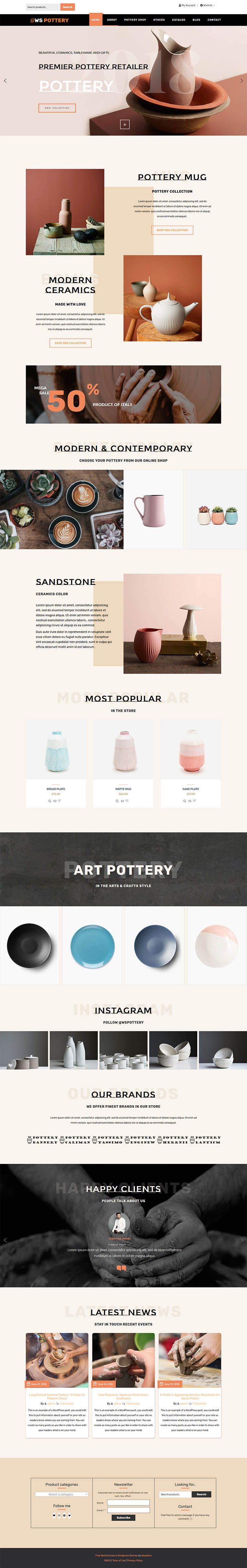 WordPress шаблон WooSkins Pottery