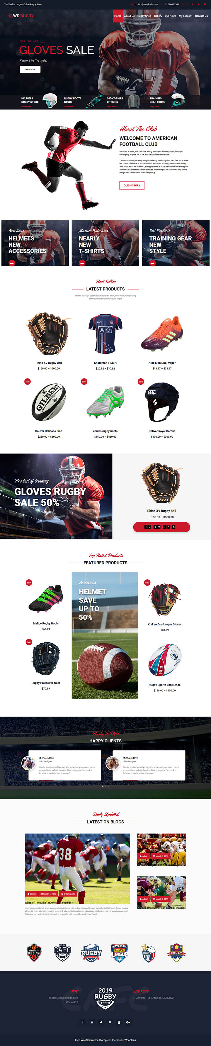 WordPress шаблон WooSkins Rugby