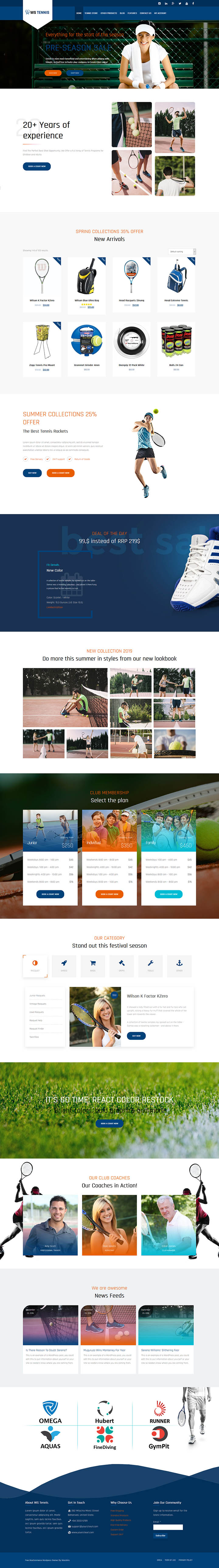 WordPress шаблон WooSkins Tennis