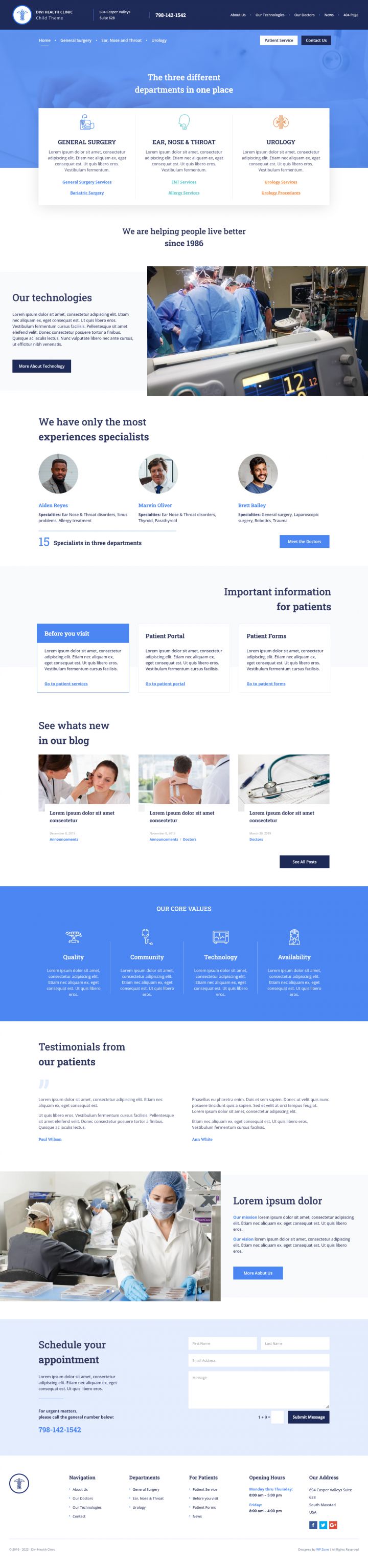 WordPress шаблон WP Zone Divi Health Clinic