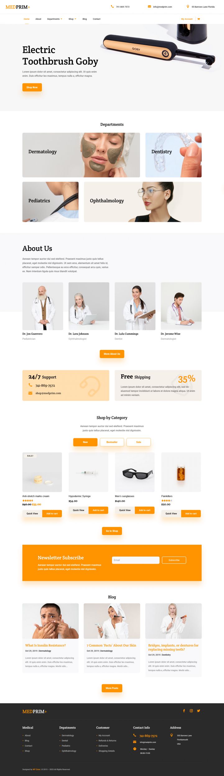 WordPress шаблон WP Zone Divi Medical Ecommerce