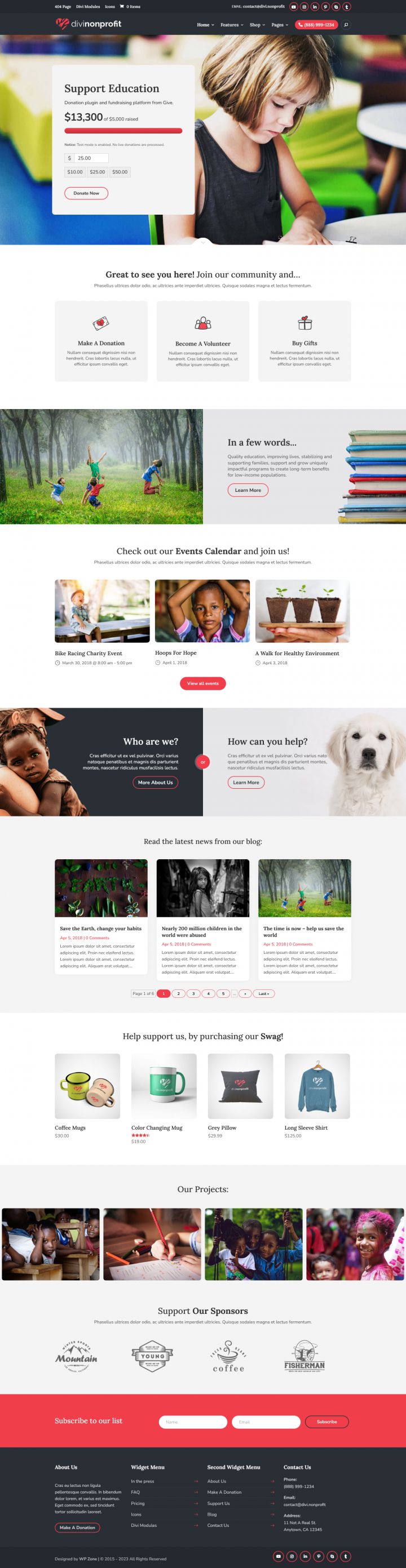 WordPress шаблон WP Zone Divi Nonprofit