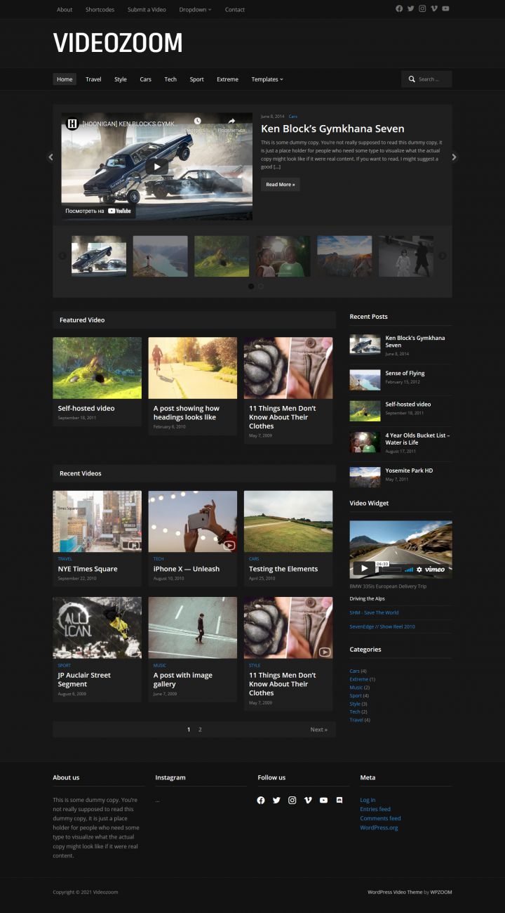 WordPress шаблон WPZoom Videozoom