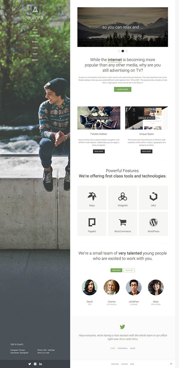 WordPress шаблон YOOtheme Aurora