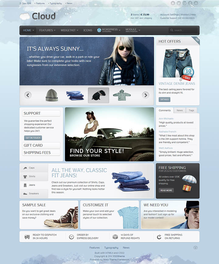 WordPress шаблон YOOtheme Cloud