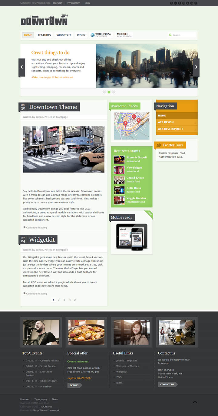 WordPress шаблон YOOtheme Downtown