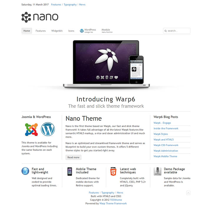 WordPress шаблон YOOtheme Nano