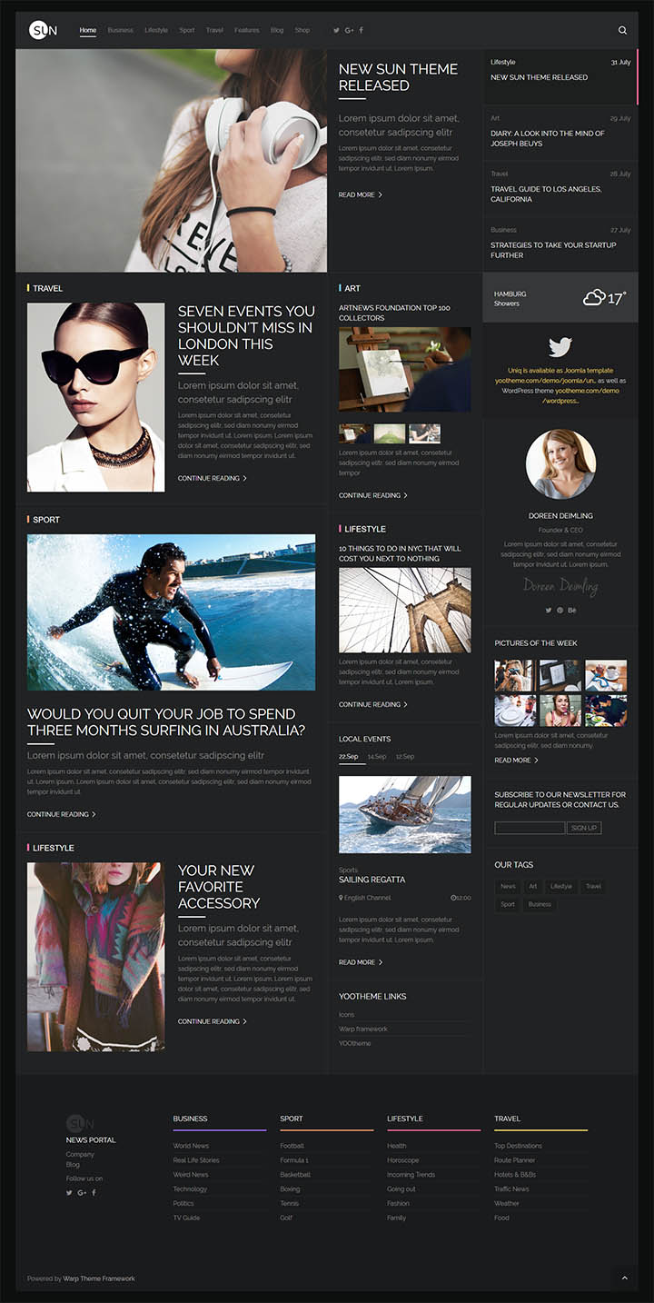 WordPress шаблон YOOtheme Sun