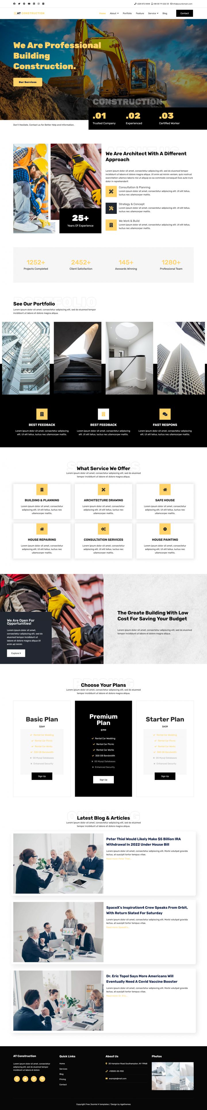 Joomla шаблон AGE Themes Construction Onepage