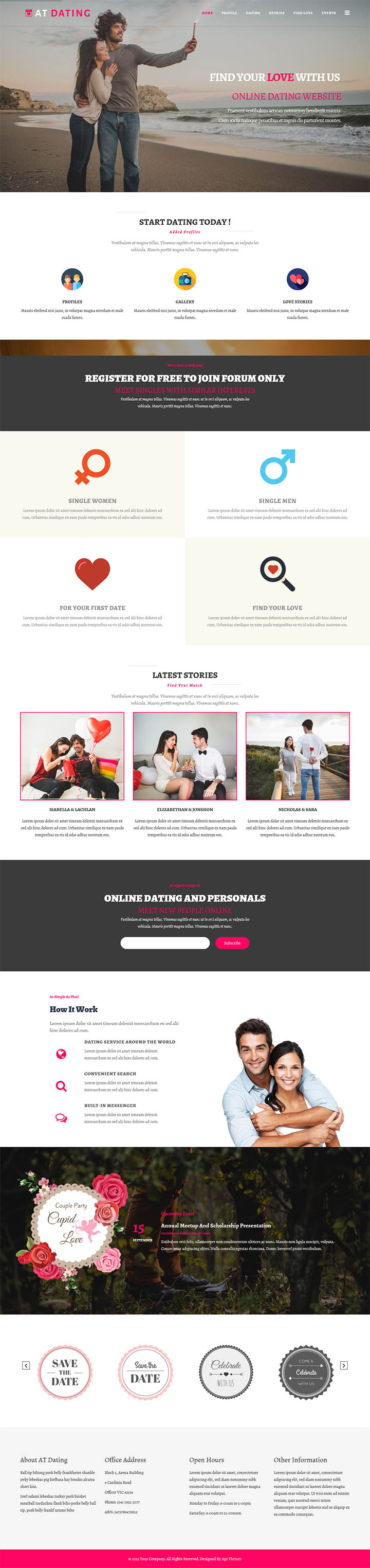 Joomla шаблон AGE Themes Dating Onepage