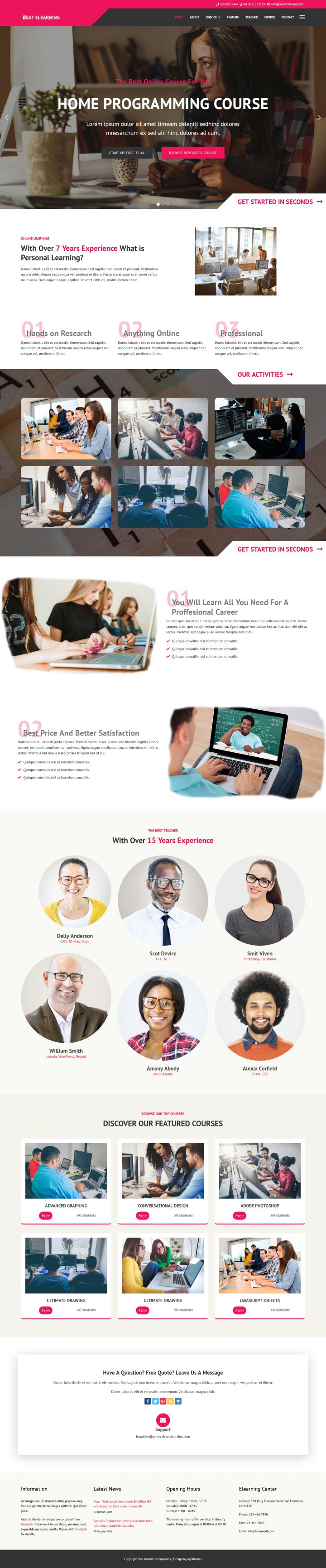 Joomla шаблон AGE Themes Elearning Onepage