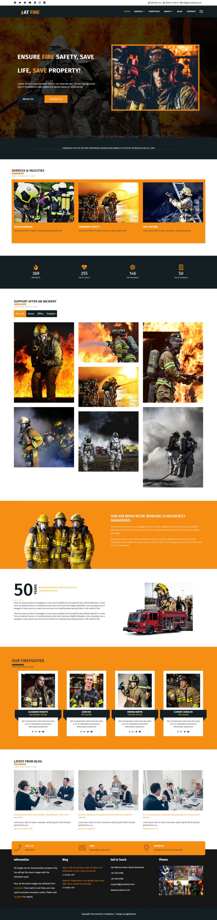 Joomla шаблон AGE Themes Fire Onepage