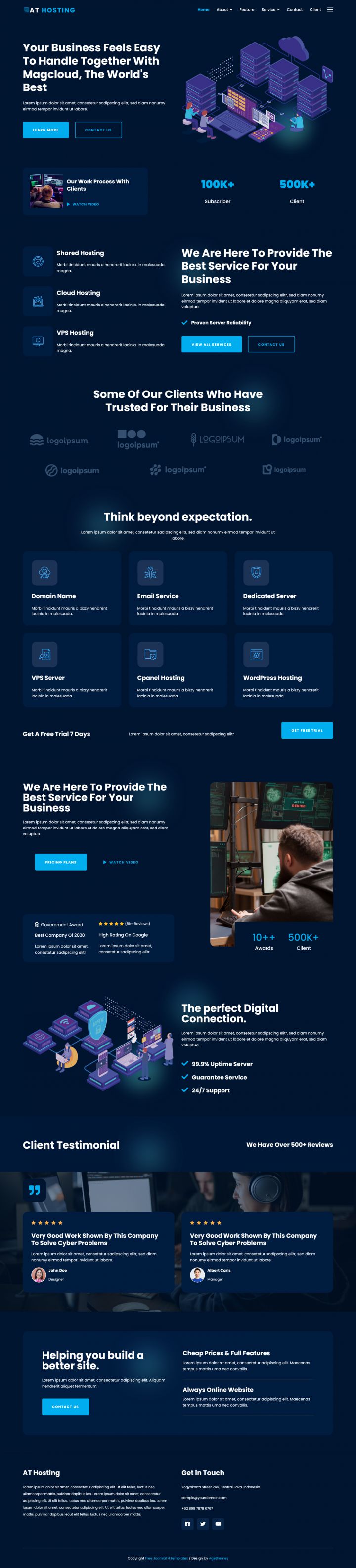 Joomla шаблон AGE Themes Hosting Onepage