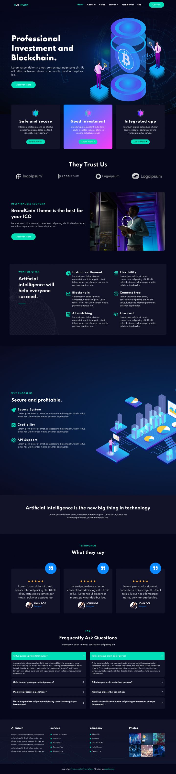 Joomla шаблон AGE Themes Incoin Onepage