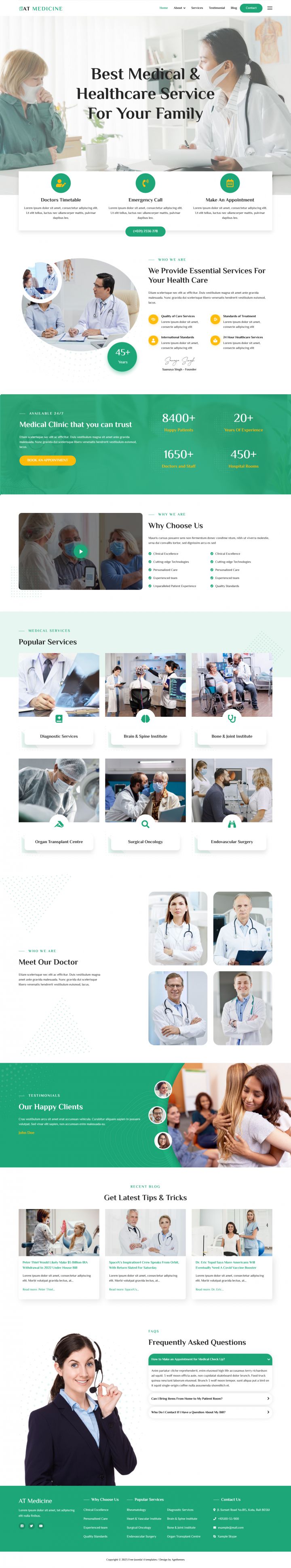 Joomla шаблон AGE Themes Medicine Onepage