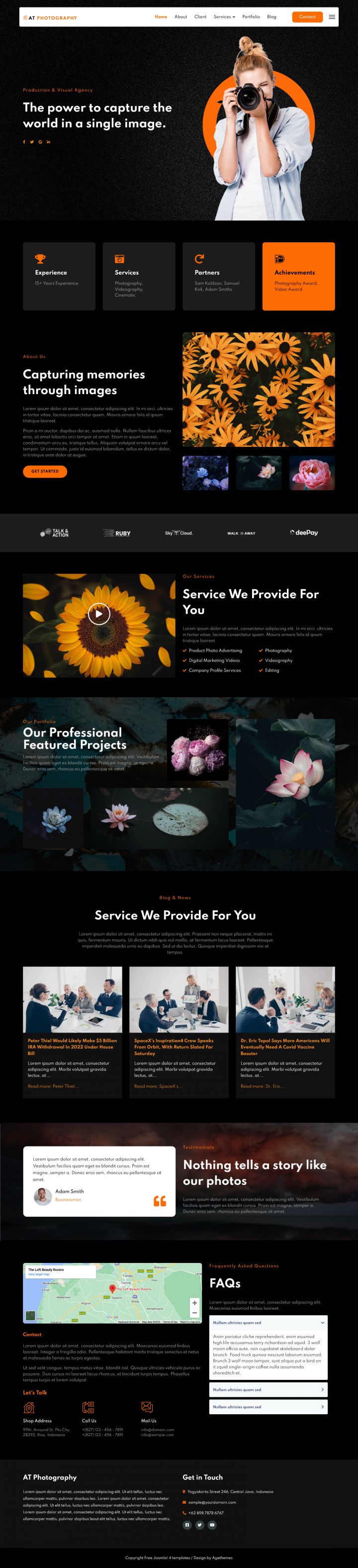 Joomla шаблон AGE Themes Photography Onepage