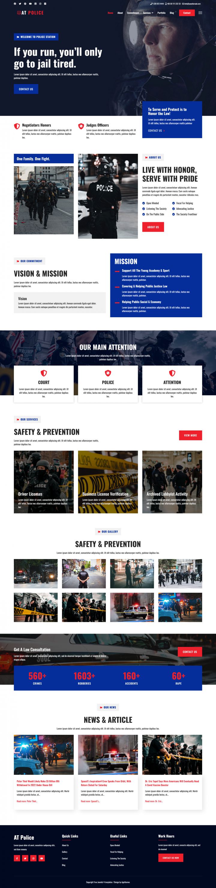 Joomla шаблон AGE Themes Police Onepage