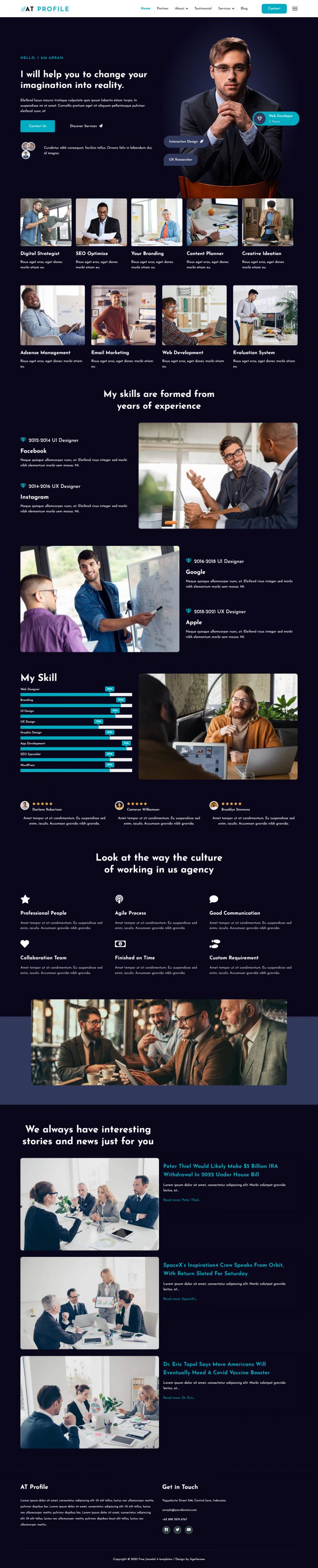 Joomla шаблон AGE Themes Profile Onepage