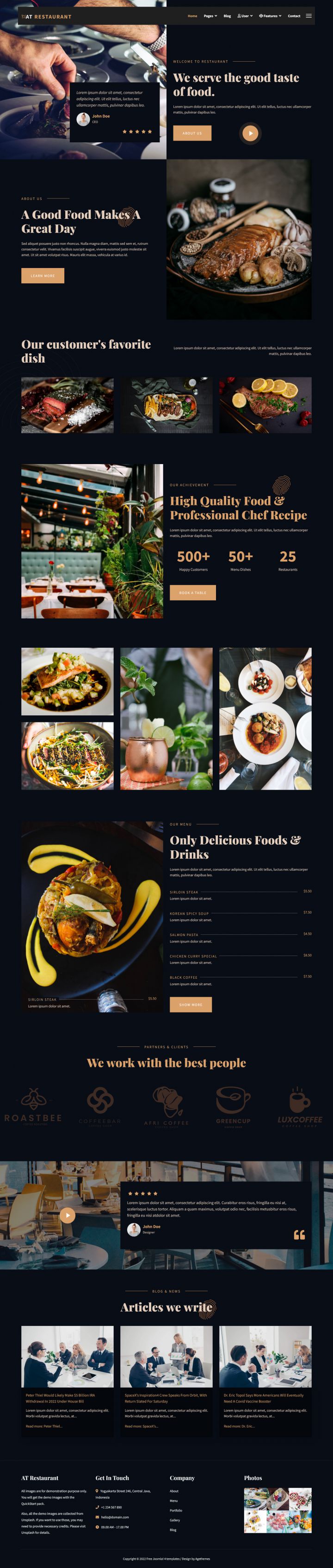 Joomla шаблон AGE Themes Restaurant