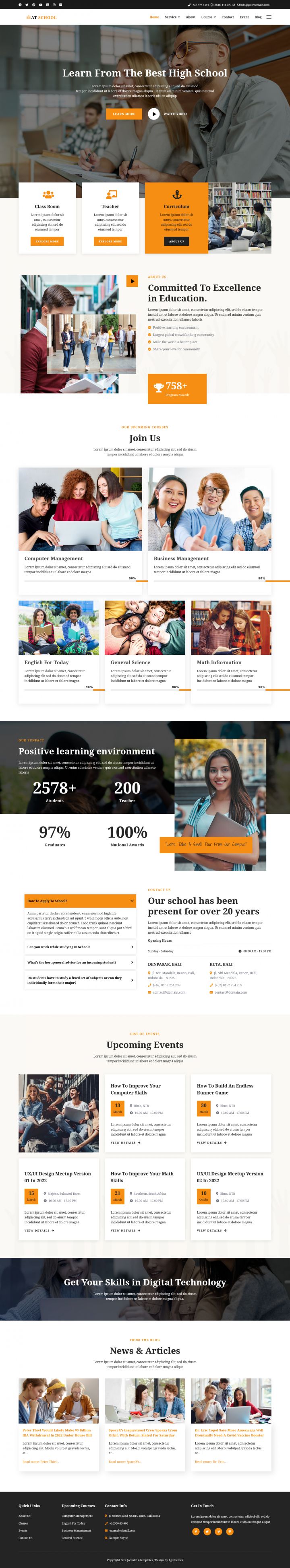 Joomla шаблон AGE Themes School Onepage