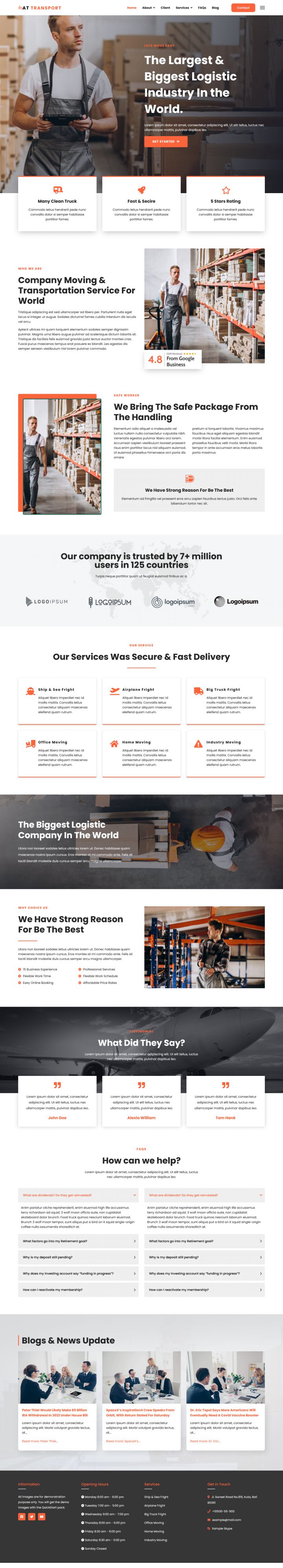 Joomla шаблон AGE Themes Transport Onepage