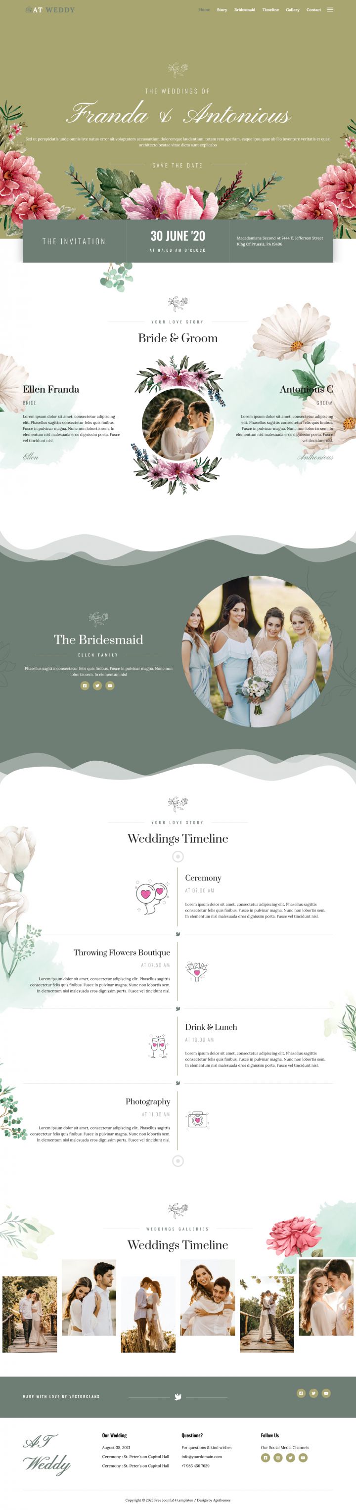 Joomla шаблон AGE Themes Weddy Onepage