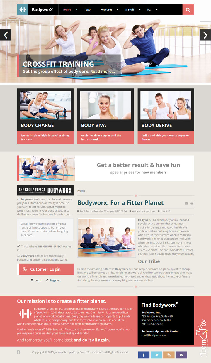 Joomla шаблон BonusThemes Bodyworx