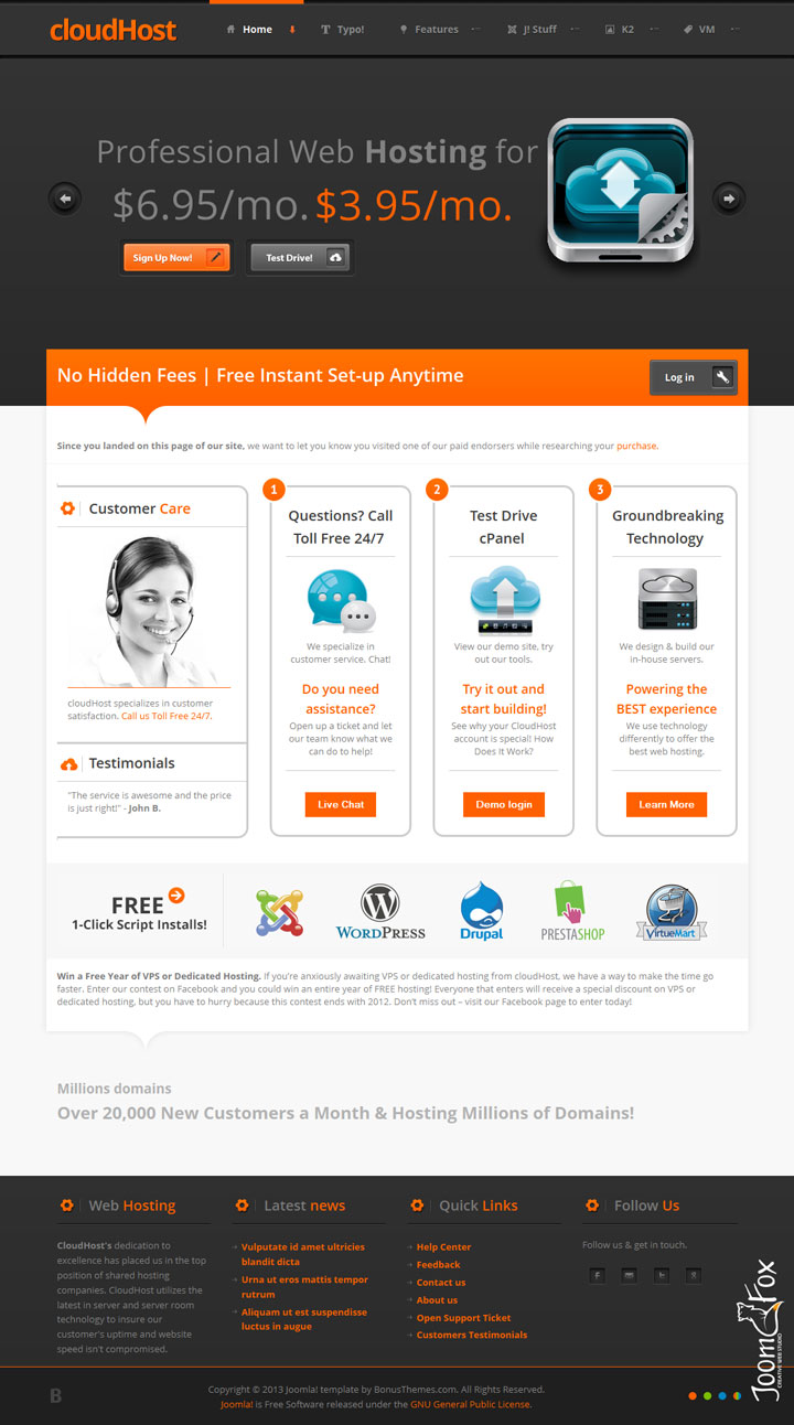 Joomla шаблон BonusThemes CloudHost