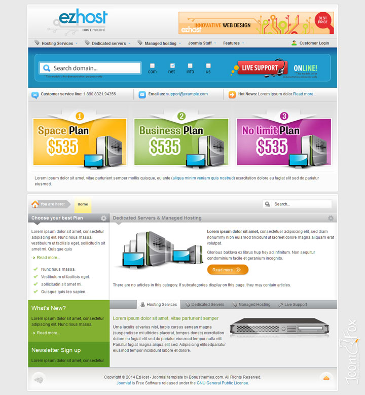 Joomla шаблон BonusThemes EzHost