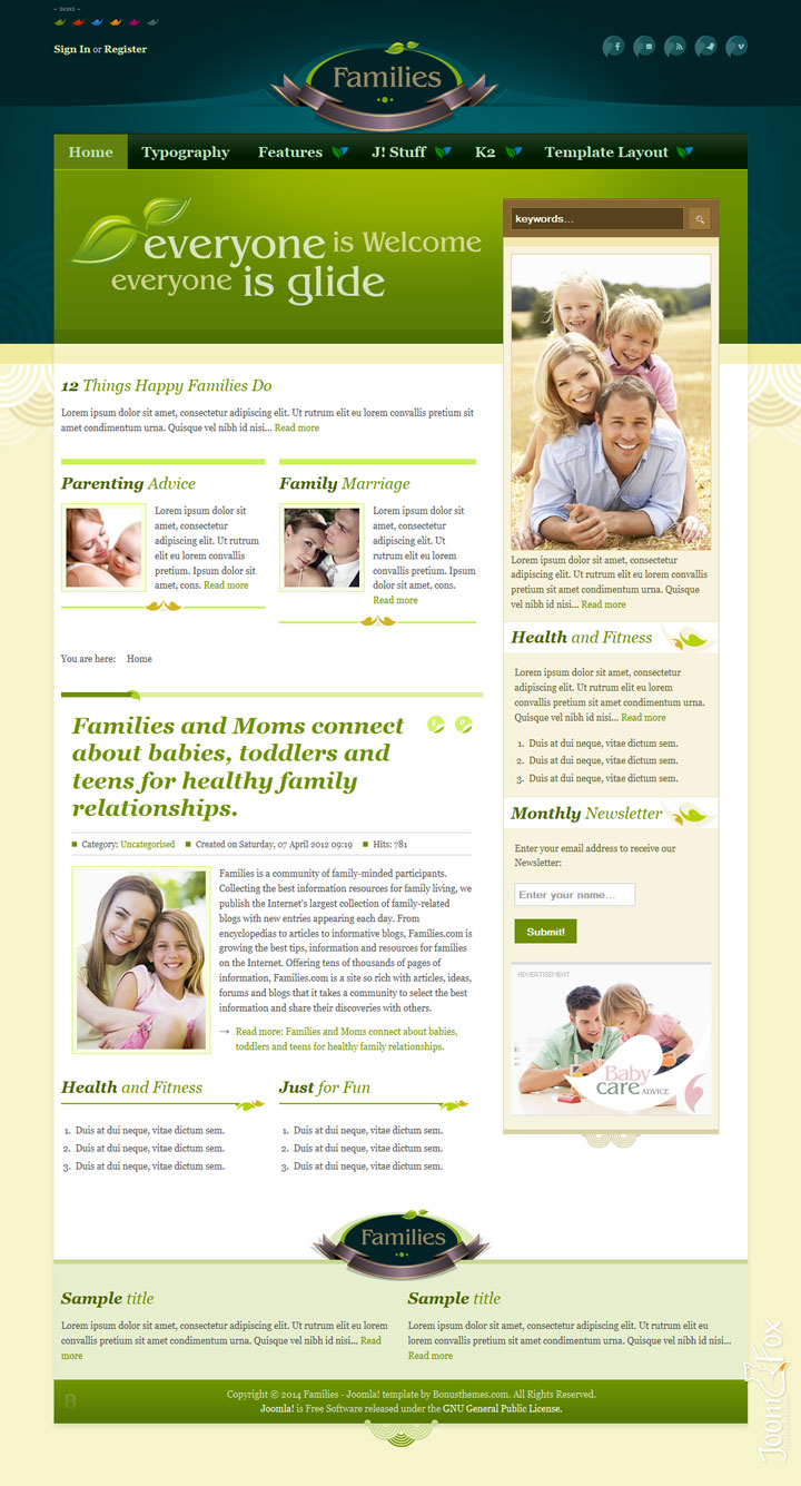 Joomla шаблон BonusThemes Families