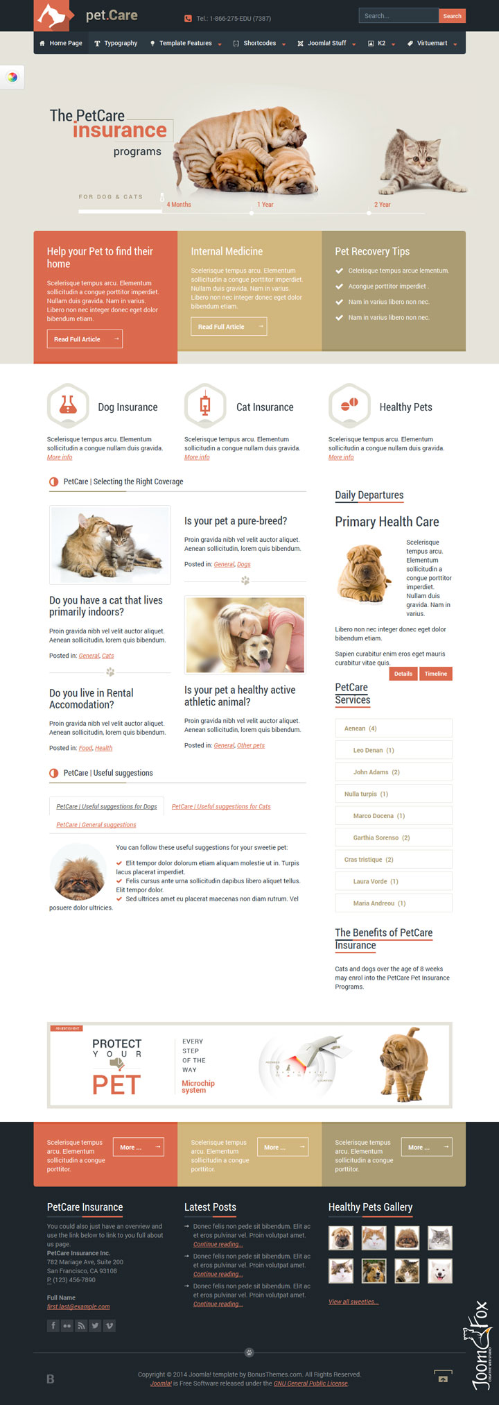 Joomla шаблон BonusThemes Petcare