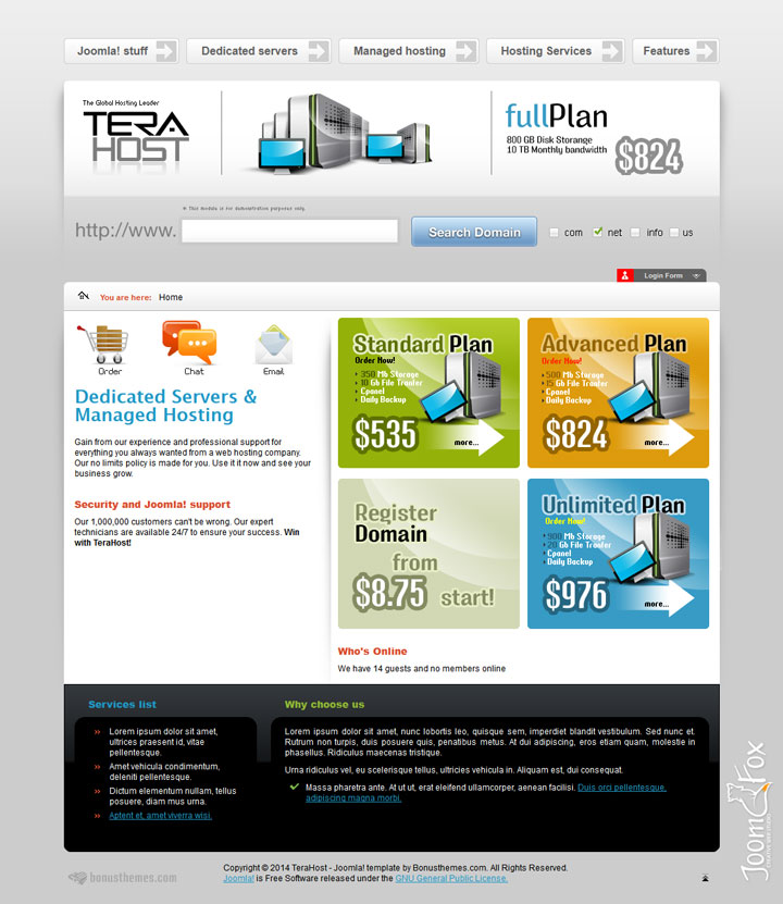 Joomla шаблон BonusThemes TeraHost