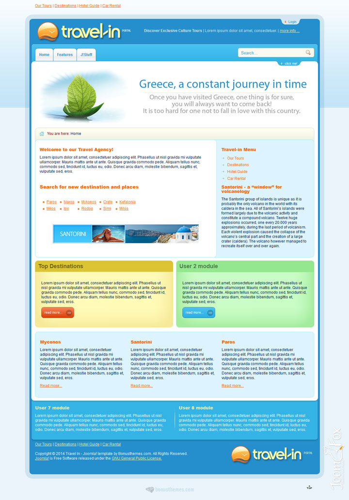 Joomla шаблон BonusThemes Travel in