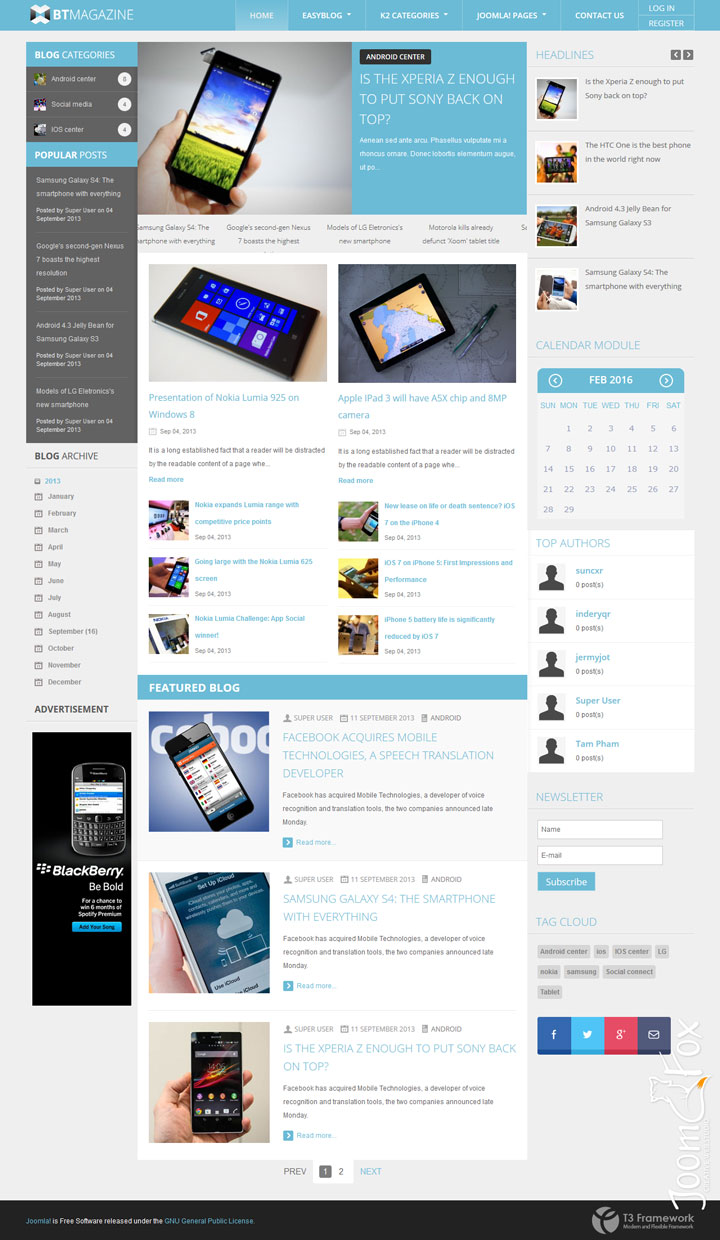 Joomla шаблон BowThemes Magazine