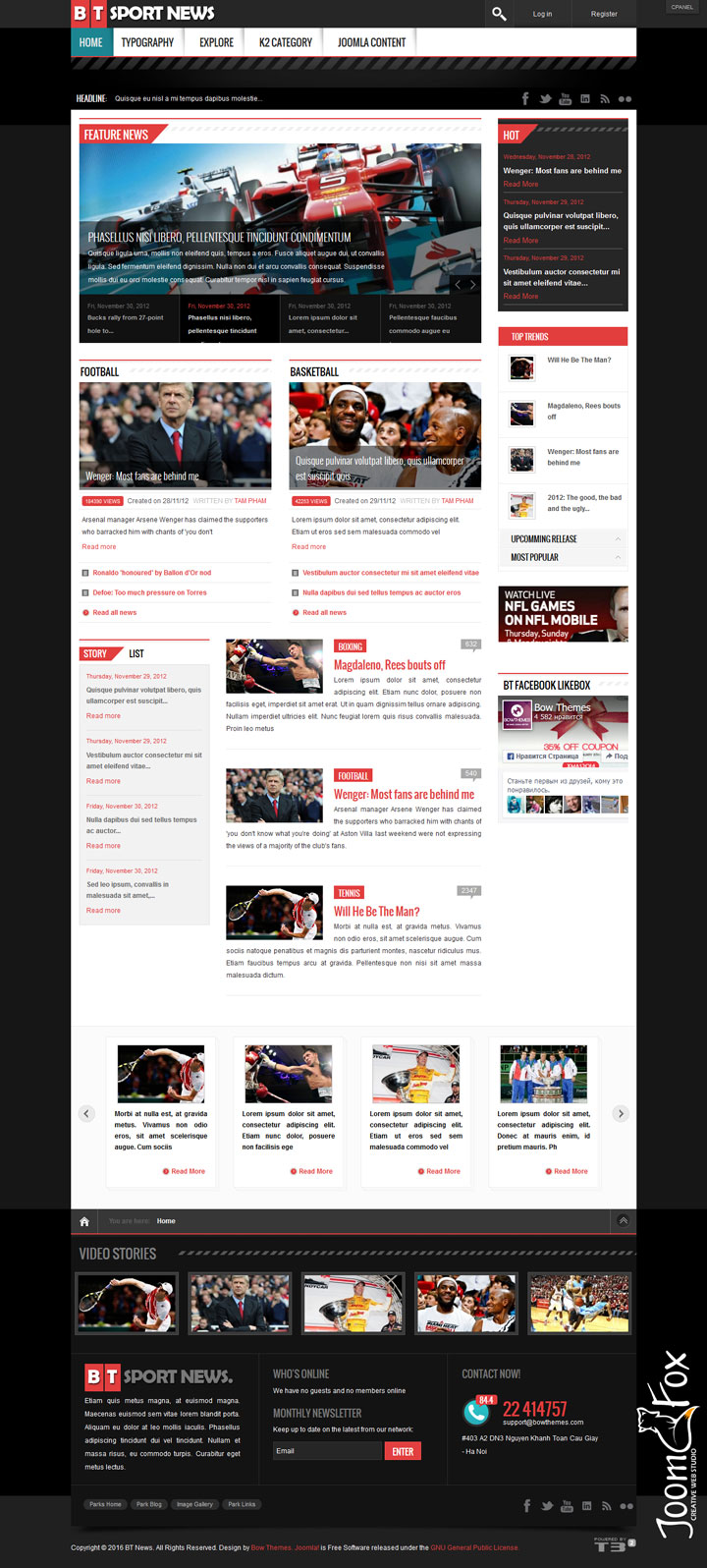 Joomla шаблон BowThemes News