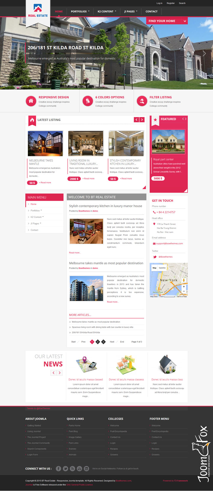 Joomla шаблон BowThemes Real Estate