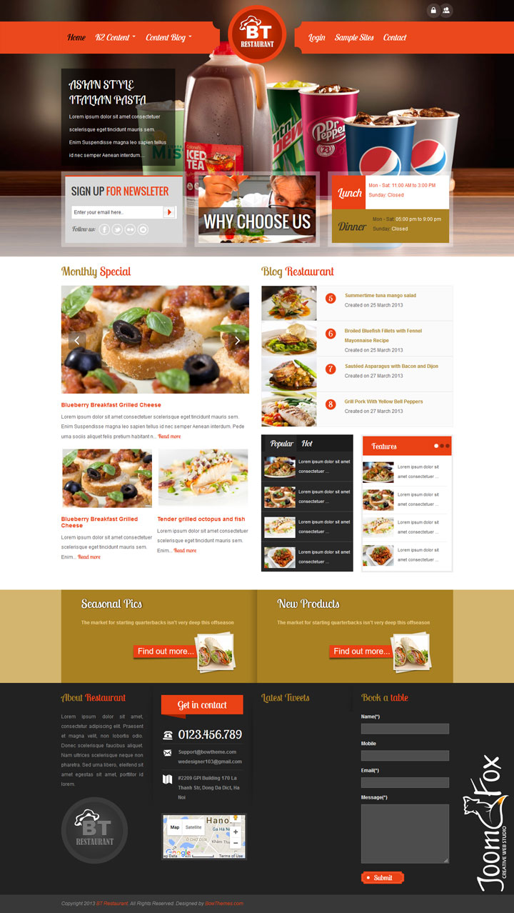 Joomla шаблон BowThemes Restaurant