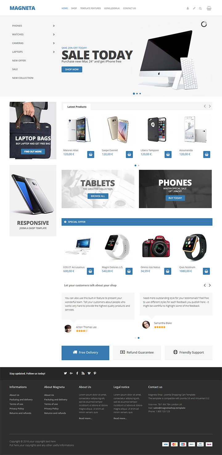 Joomla шаблон EnergizeThemes Magneta Shop