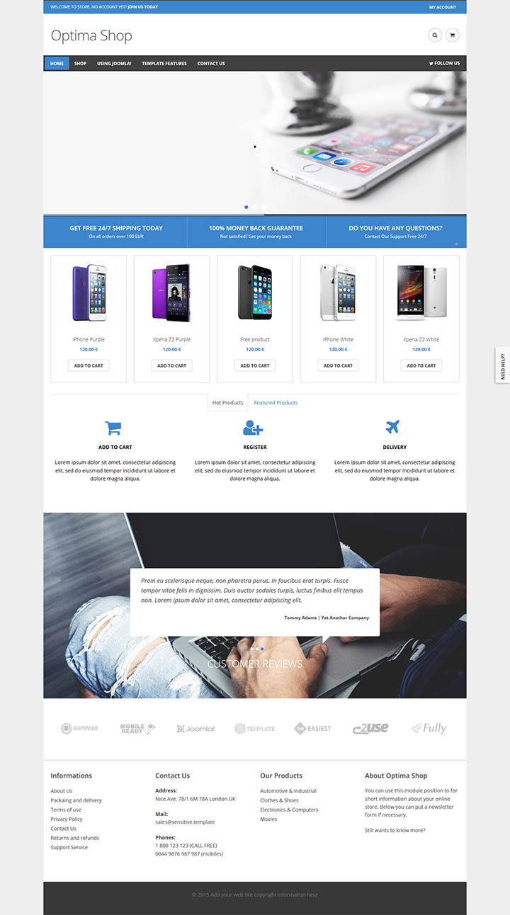 Joomla шаблон EnergizeThemes Optima Shop