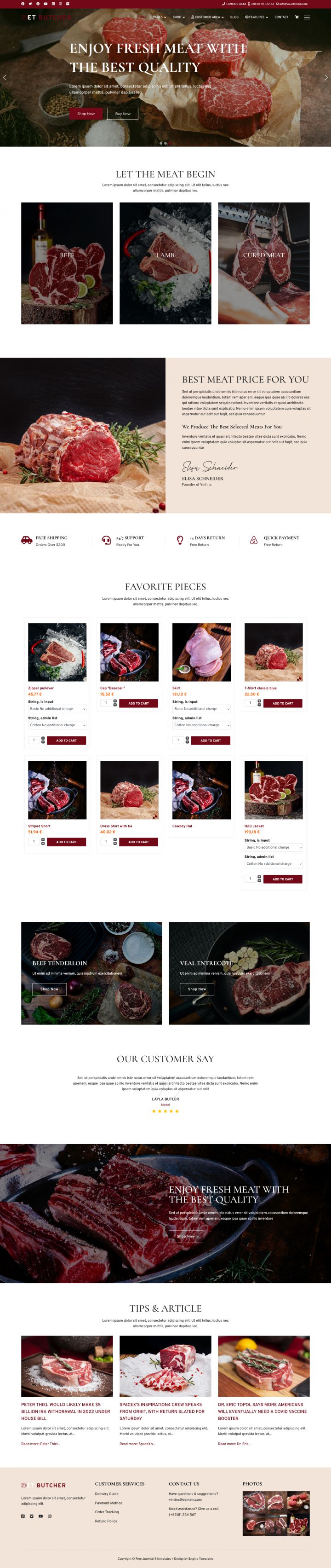 Joomla шаблон EngineTemplates Butcher