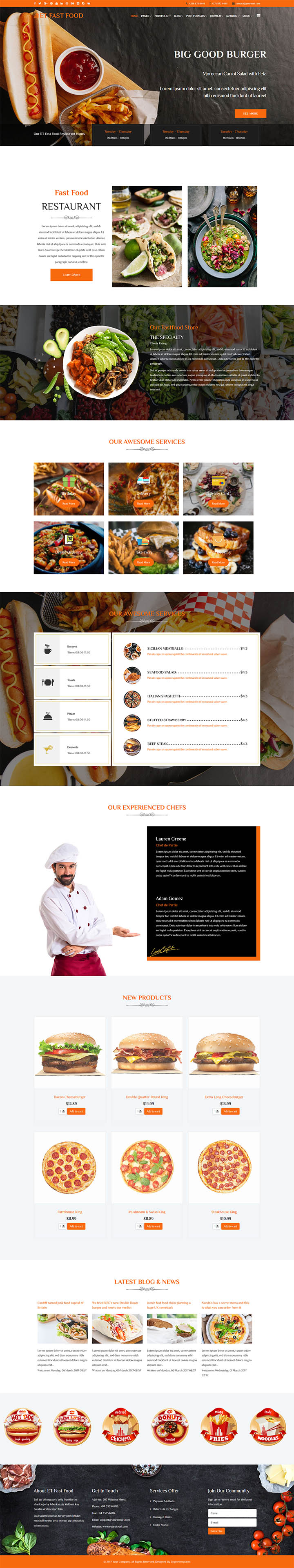 Joomla шаблон EngineTemplates Fast Food