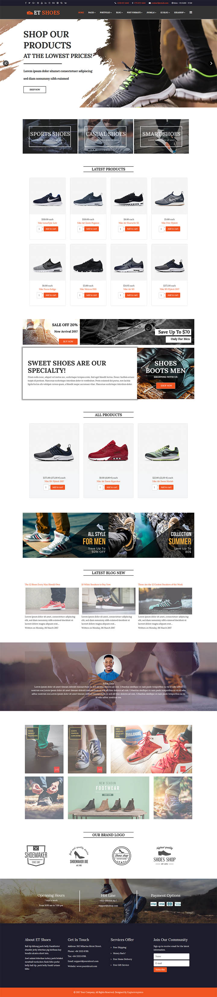 Joomla шаблон EngineTemplates Shoes