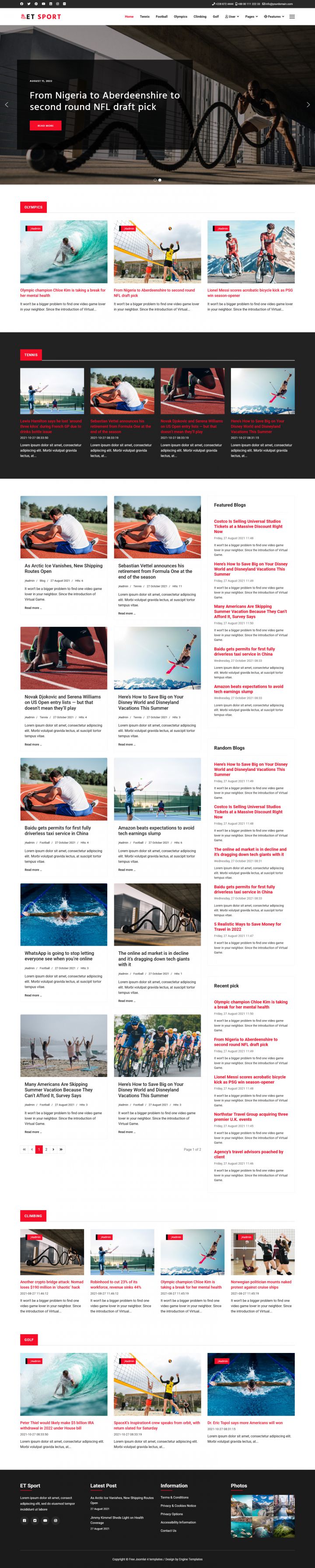 Joomla шаблон EngineTemplates Sport